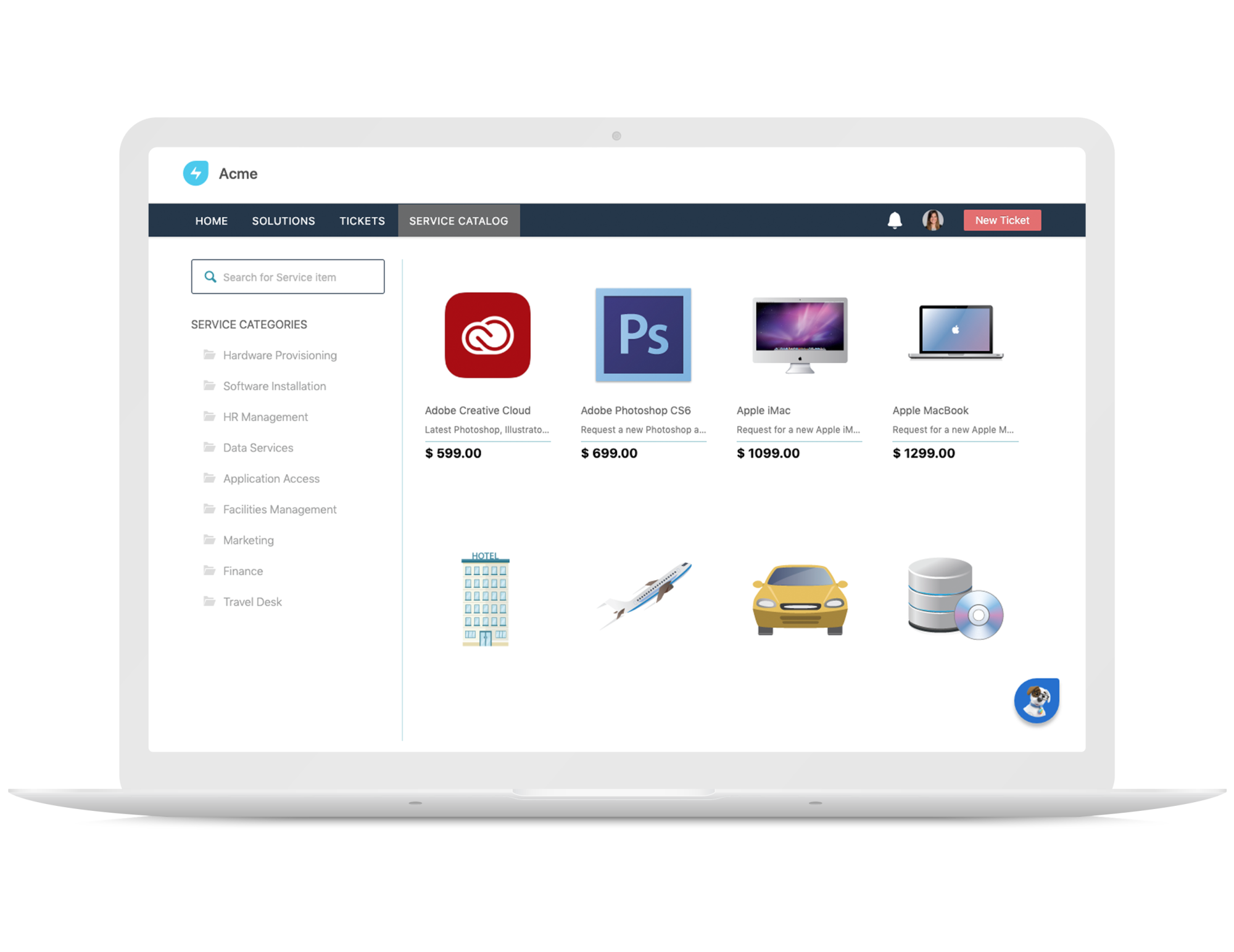 Freshervice service catalog