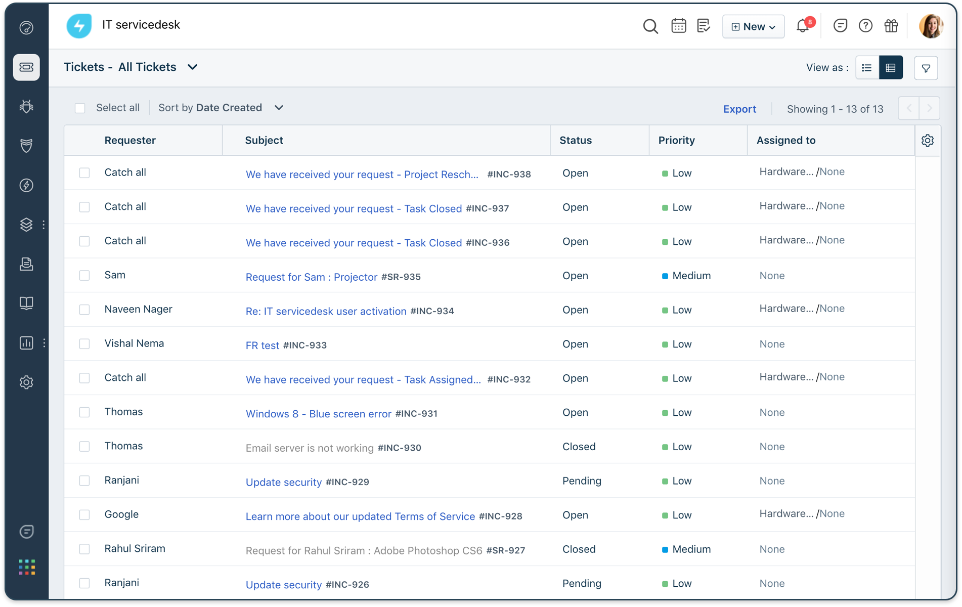 incident management in Freshservice