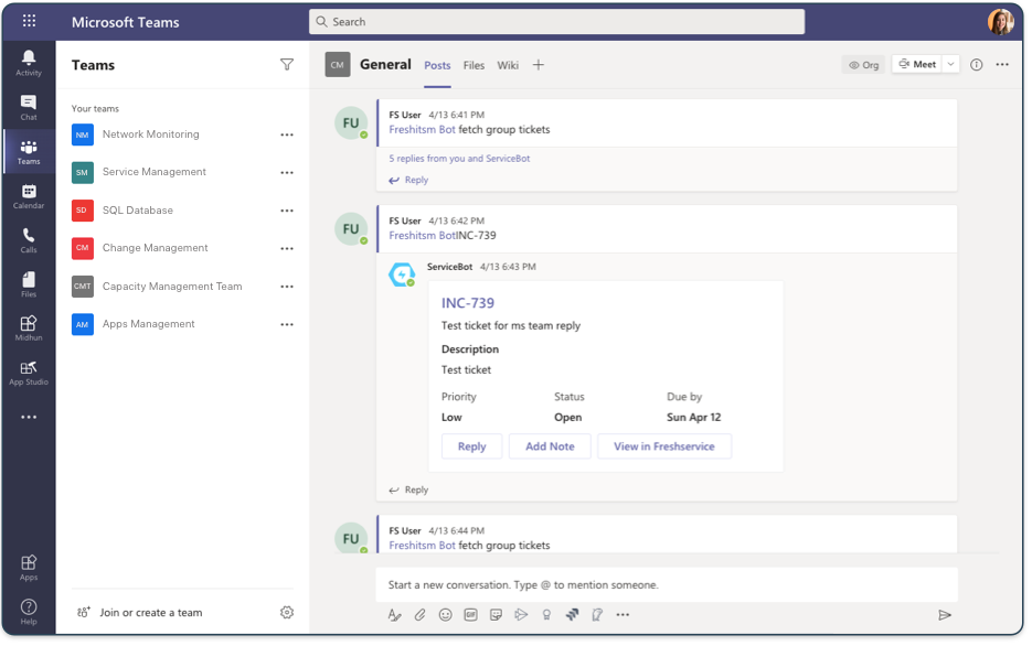 Microsoft Team Integration | Freshservice IT Helpdesk Software | Freshworks
