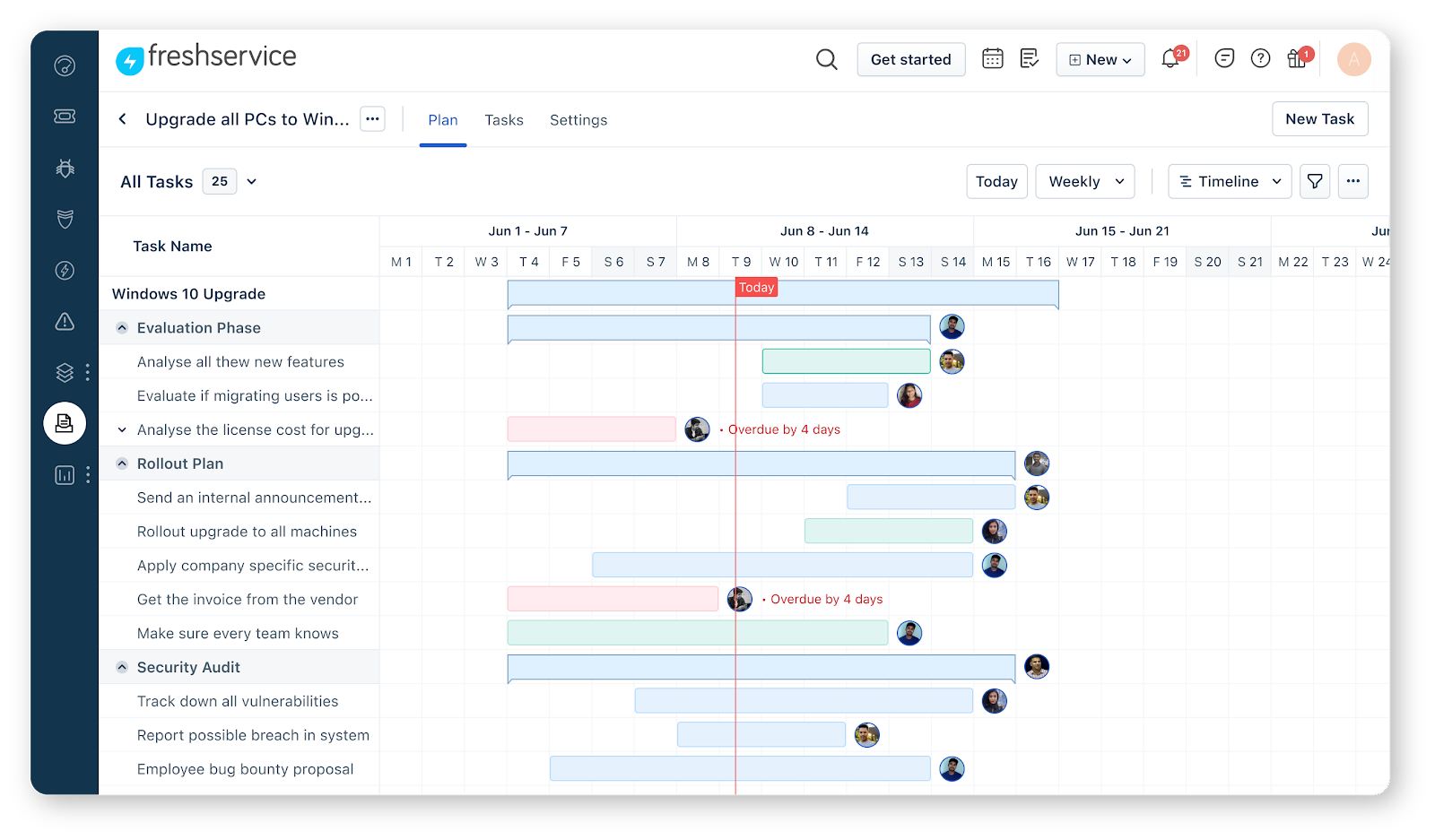 Freshservice project management modern views