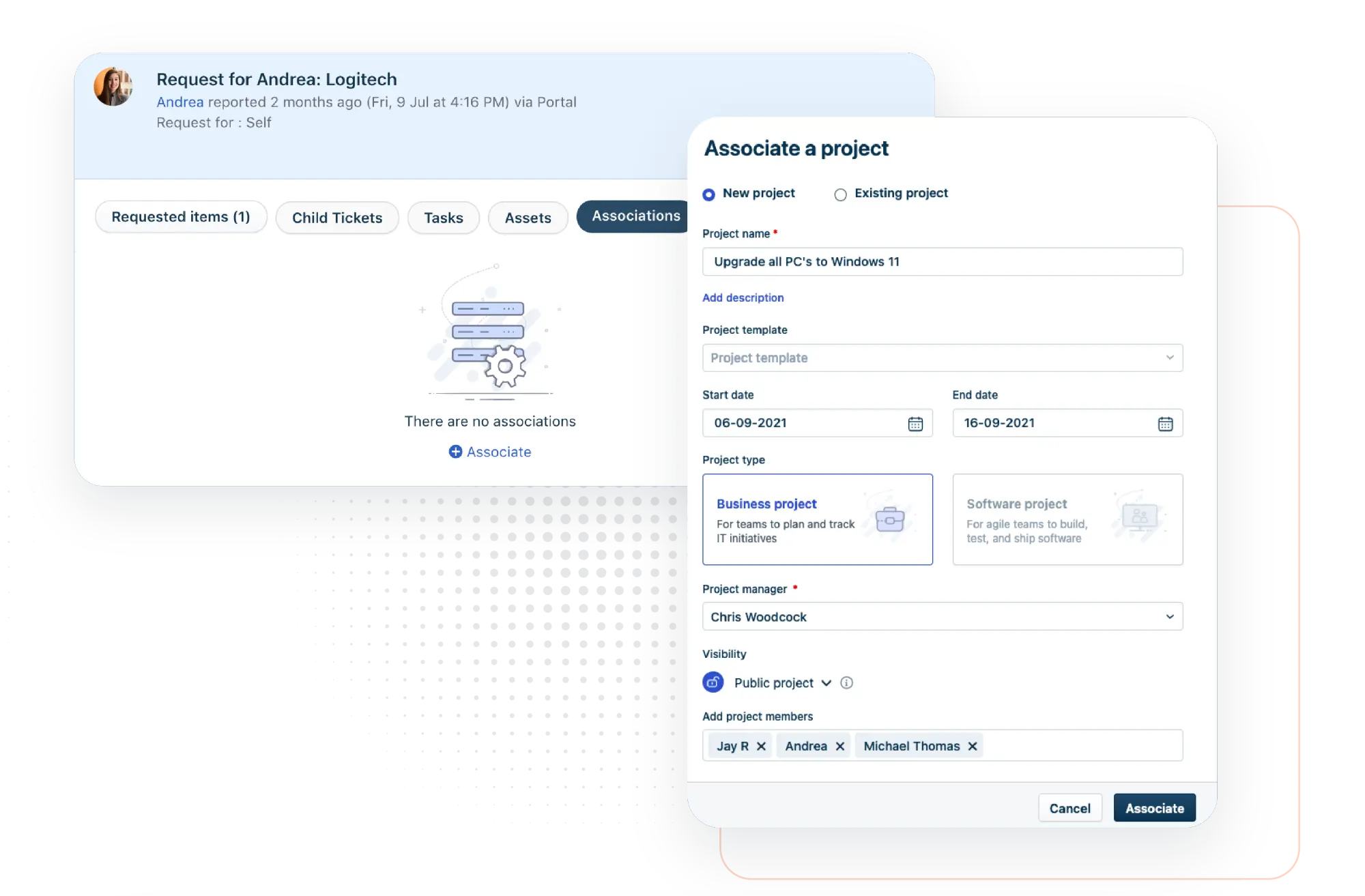 Integrated project management and ITSM in Freshservice Screenshot
