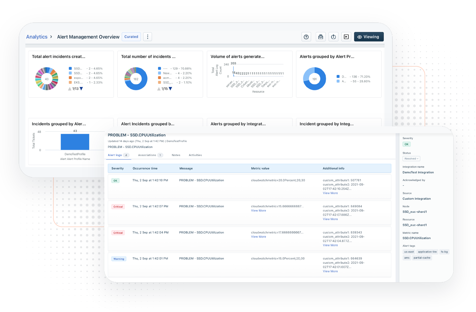 Views of the Alert Management module