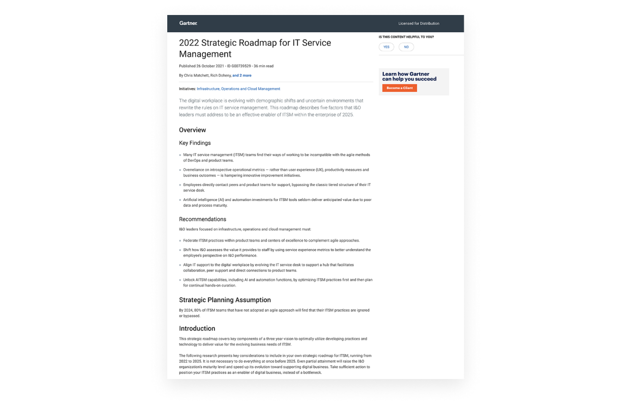 2022 Strategic Roadmap for ITSM Mock up