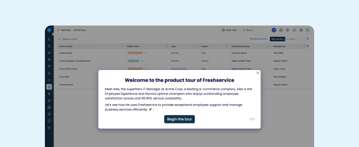 Experience a self-guided tour of Freshservice